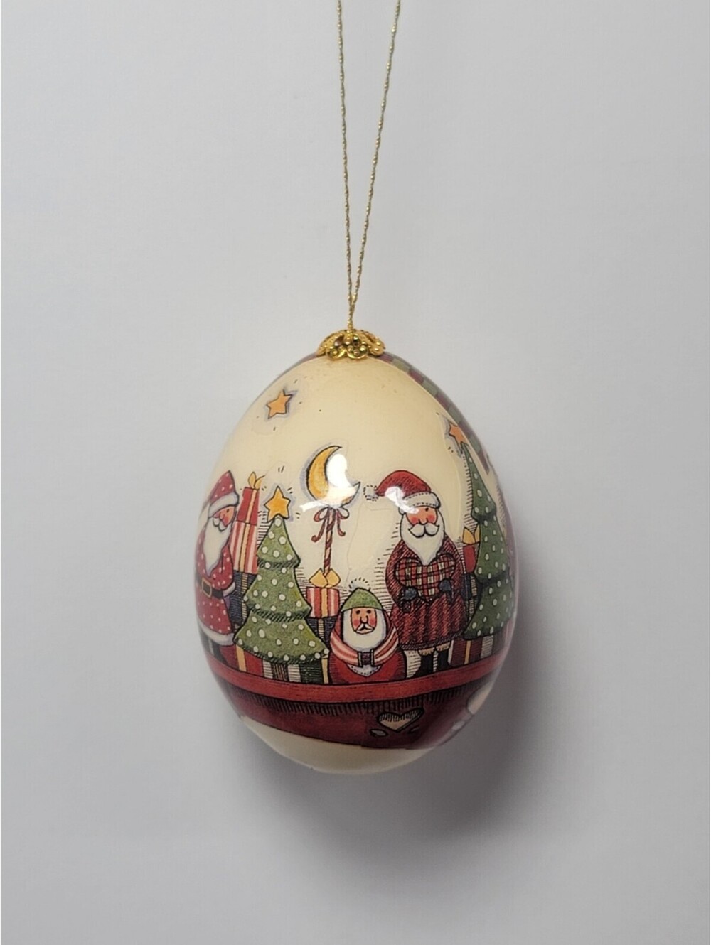 Vintage Inspired Egg Shaped Rustic Classic Christmas Ornament